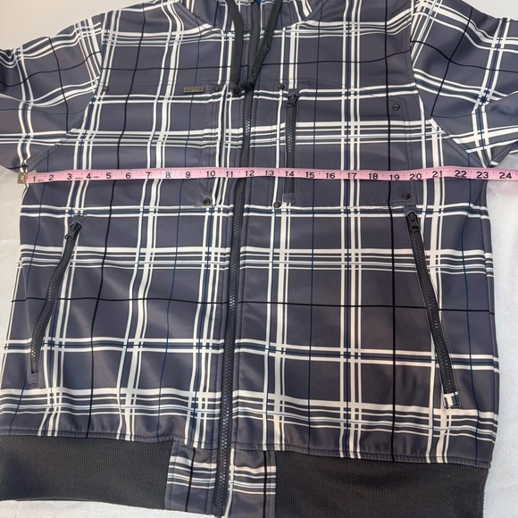 Empyre Gray White Blue Black Plaid Weather Resistant Fleece Lined Ski Snow Coat - Picture 9 of 16